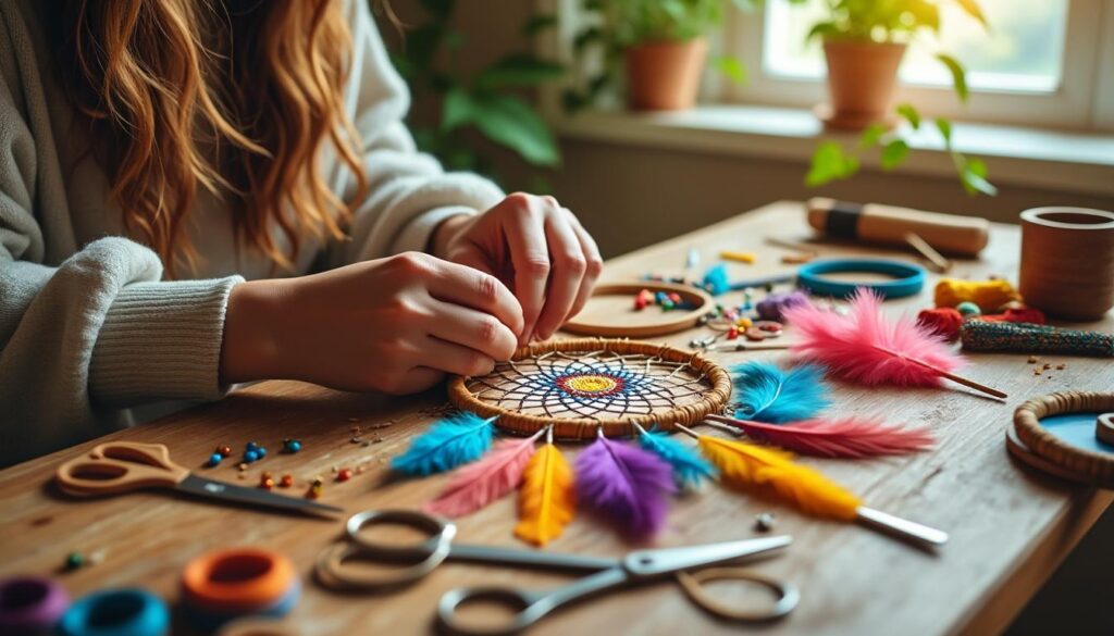 lerne, wie du traumfänger einfach selbst bastelst mit kreativen ideen für dein zuhause. schritt-für-schritt-anleitungen für schöne dekorationen.